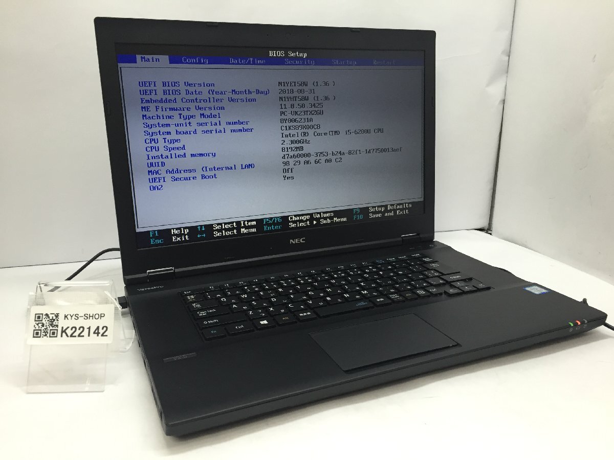 ジャンク/ NEC PC-VK23TXZGU Intel Core i5-6200U メモリ8.19GB ストレージ無し 【K22142】拍卖