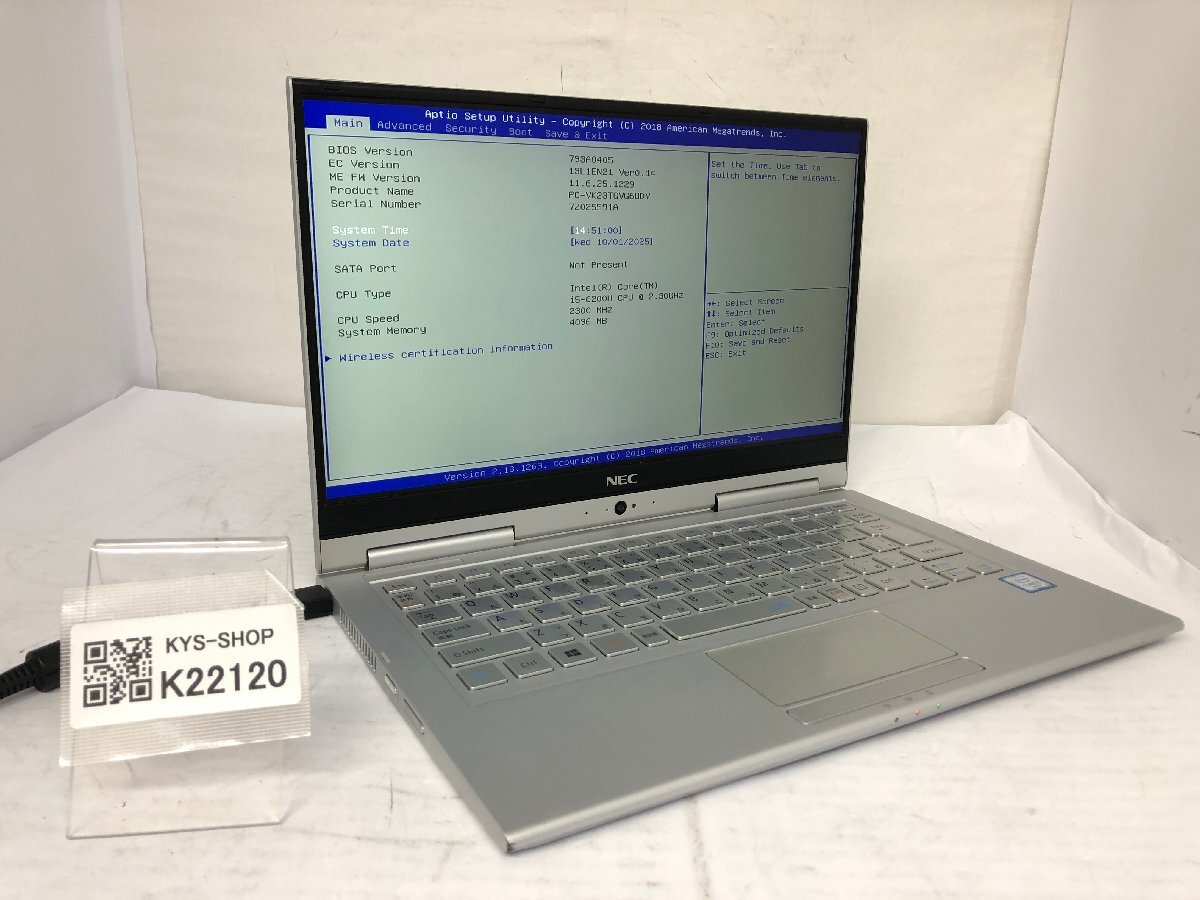 ジャンク/ NEC PC-VK23TGVG6UDY Intel Core i5-6200U メモリ4.1GB ストレージ無し 【K22120】拍卖