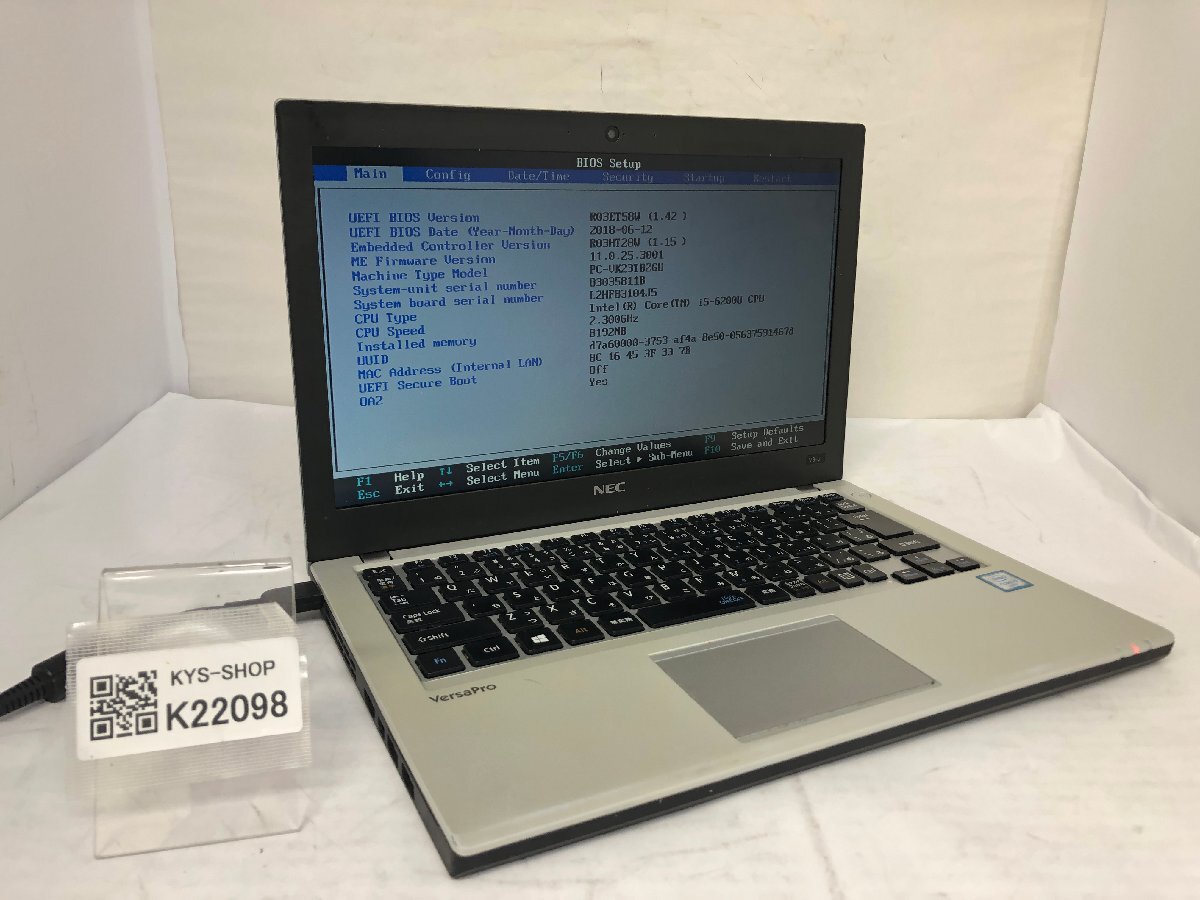 ジャンク/ NEC PC-VK23TBZGU Intel Core i5-6200U メモリ8.19GB ストレージ無し 【K22098】拍卖
