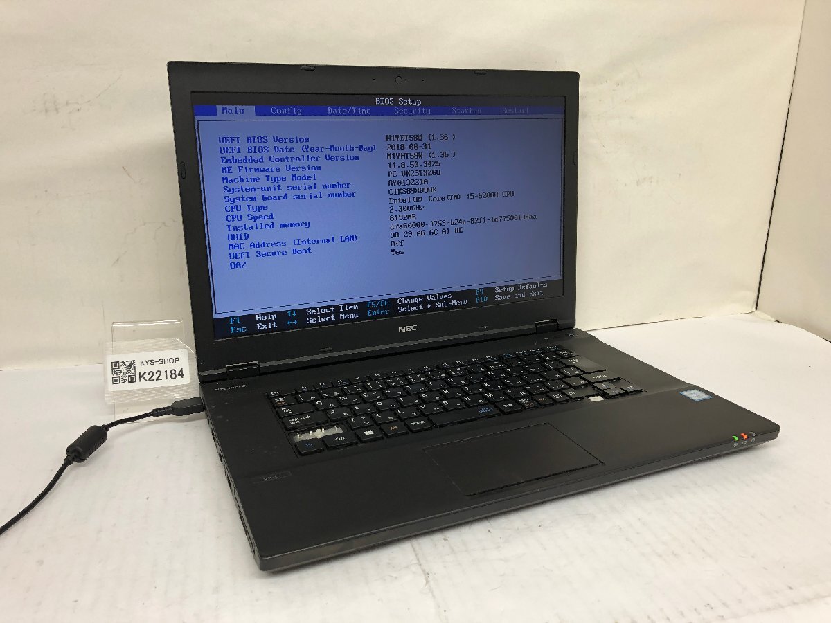 ジャンク/ NEC PC-VK23TXZGU Intel Core i5-6200U メモリ8.19GB ストレージ無し 【K22184】拍卖