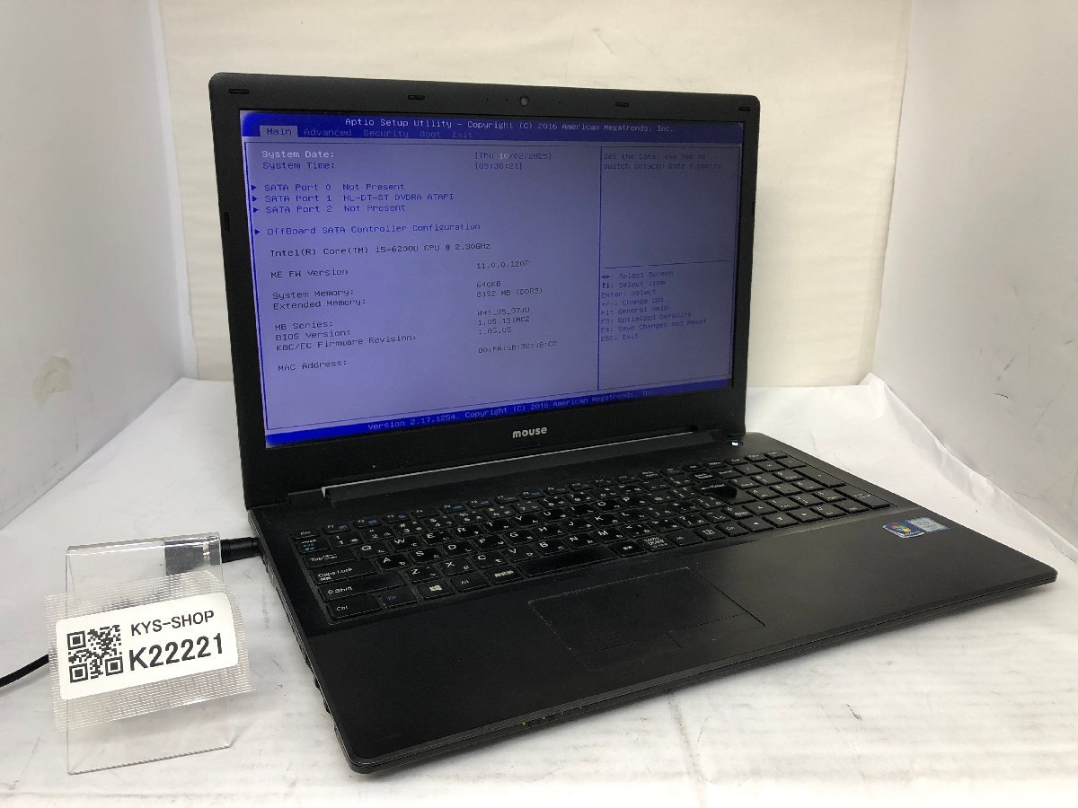 ジャンク/ MouseComputer W950JU Intel Core i5-6200U メモリ8.19GB ストレージ無し 【K22221】拍卖