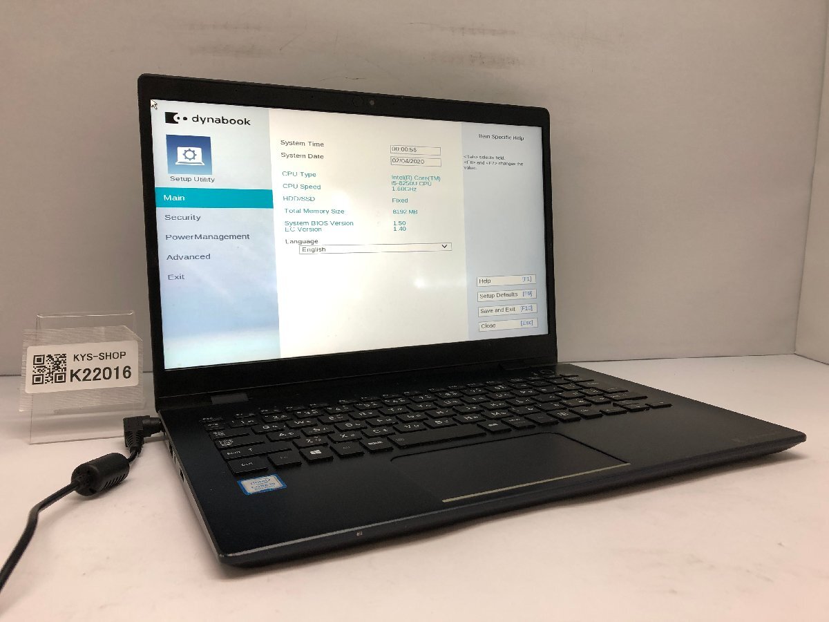 ジャンク/ TOSHIBA dynabook G83/DP A6G3DPF2E611 Intel Core i5-8250U メモリ8.19GB ストレージ無し 【K22016】拍卖