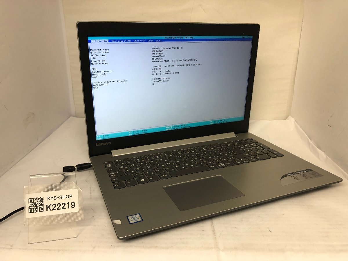 ジャンク/ LENOVO 80XH Lenovo ideapad 320-15ISK Intel Core i3-6006U メモリ4.1GB ストレージ無し 【K22219】拍卖