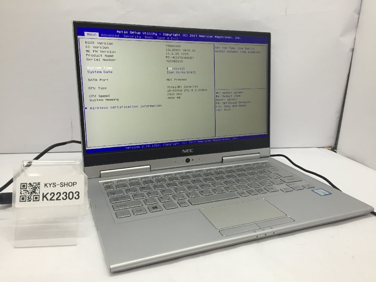 ジャンク/ NEC PC-VK23TGVG9UEY Intel Core i5-6200U メモリ4.1GB ストレージ無し 【K22303】拍卖