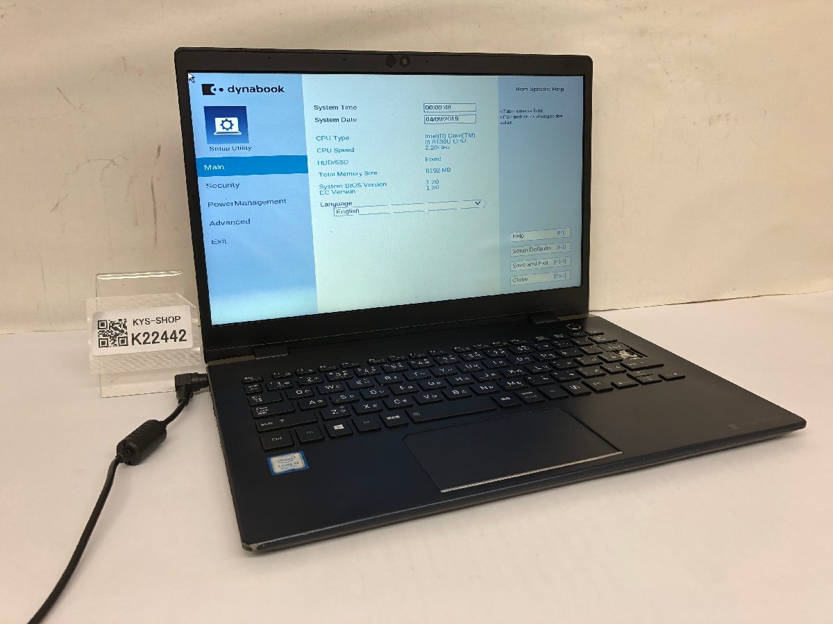 ジャンク/ TOSHIBA dynabook G83/M PG83MYACGL7AD11 Intel Core i3-8130U メモリ8.19GB ストレージ無し 【K22442】拍卖