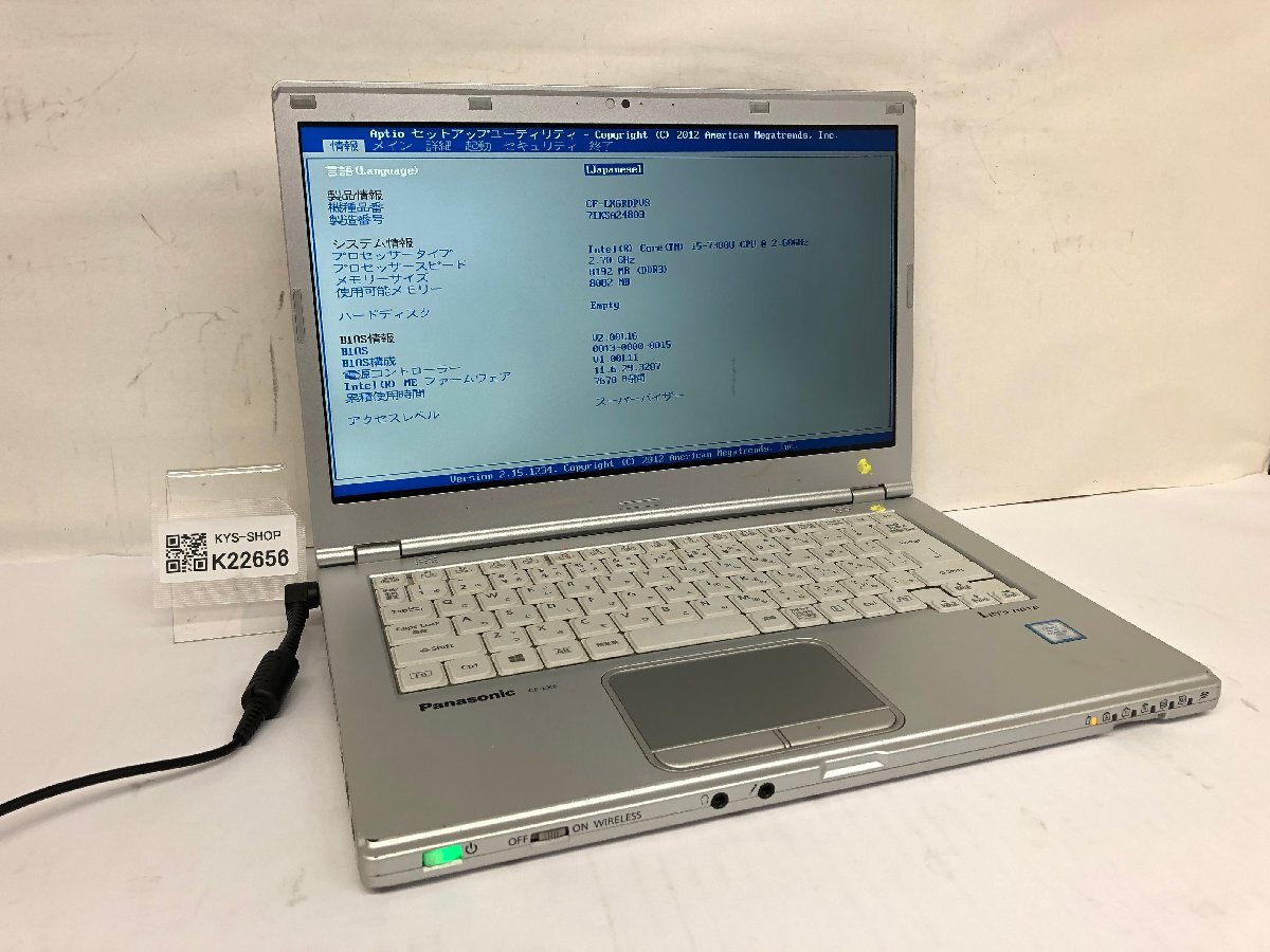 ジャンク/ Panasonic CF-LX6RDPVS Intel Core i5-7300U メモリ8.19GB ストレージ無し 【K22656】拍卖