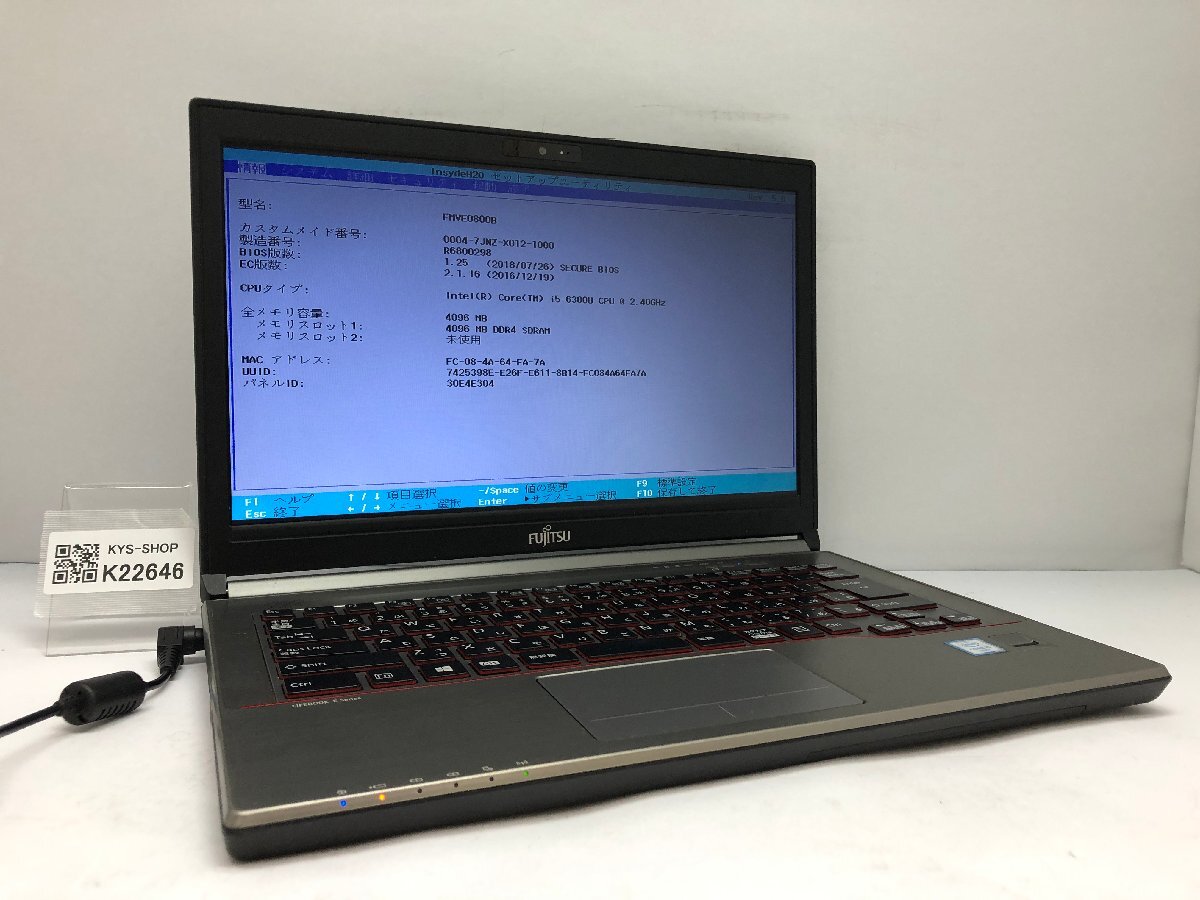 ジャンク/ FUJITSU FMVE0800B LIFEBOOK E746/M Intel Core i5-6300U メモリ4.1GB ストレージ無し 【K22646】拍卖