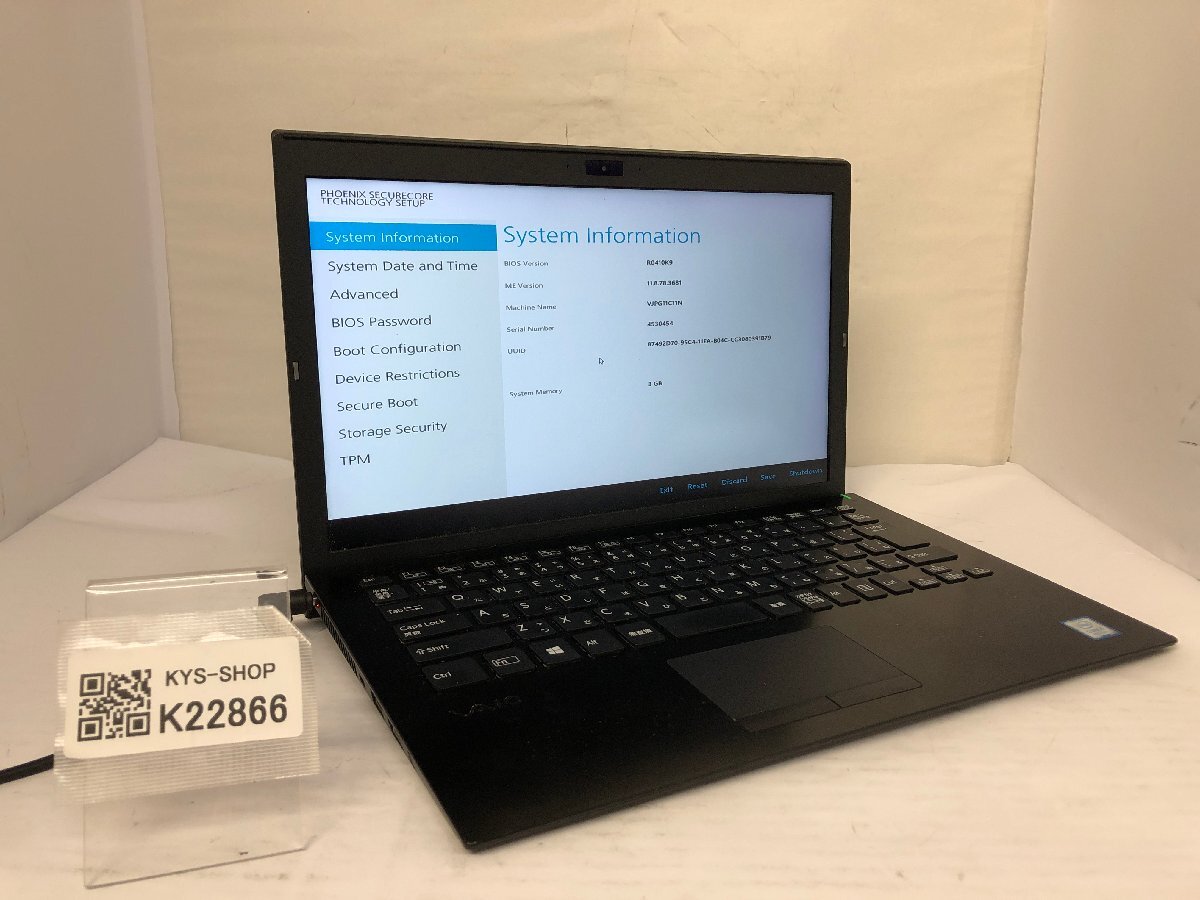 ジャンク/ VAIO VJPG11C11N Intel Core i5-8250U メモリ8.19GB ストレージ無し 【K22866】拍卖