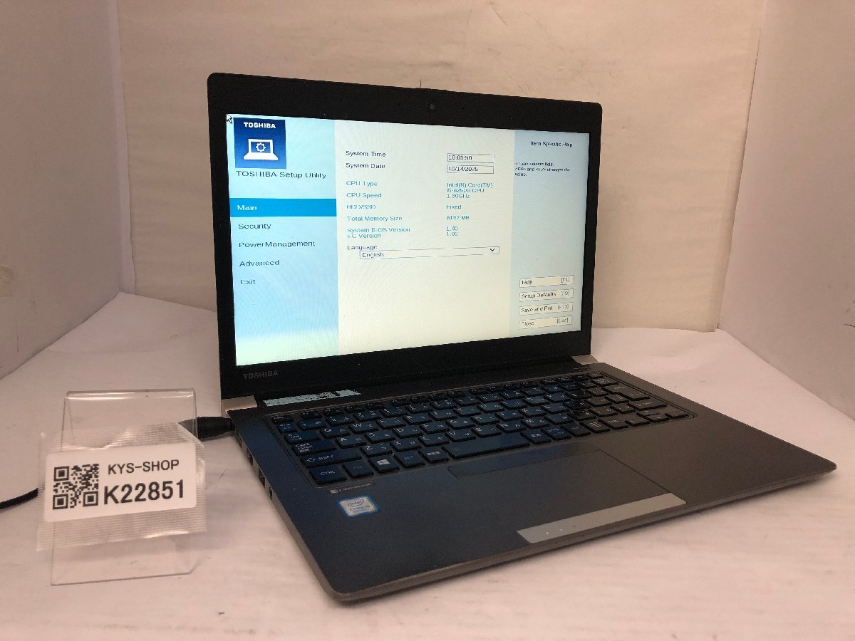 ジャンク/ TOSHIBA dynabook R63/M PR63MTA4447AD21 Intel Core i5-8250U メモリ8.19GB ストレージ無し 【K22851】拍卖