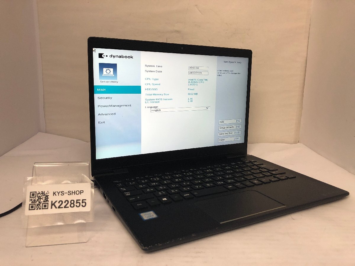 ジャンク/ TOSHIBA dynabook G83/DP A8G3DPF2E511 Intel Core i5-8250U メモリ8.19GB ストレージ無し 【K22855】拍卖