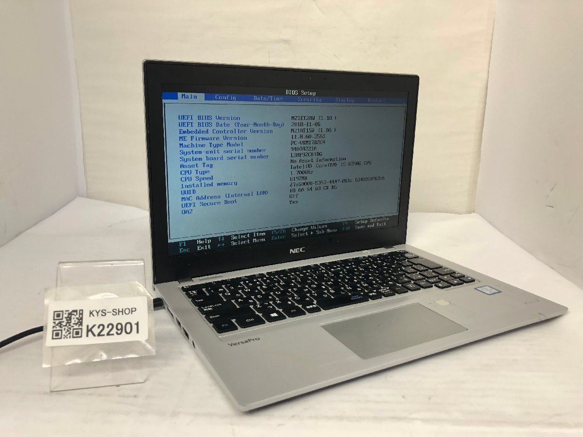 ジャンク/ NEC PC-VKM17BZG4 Intel Core i5-8350U メモリ8.19GB ストレージ無し 【K22901】拍卖