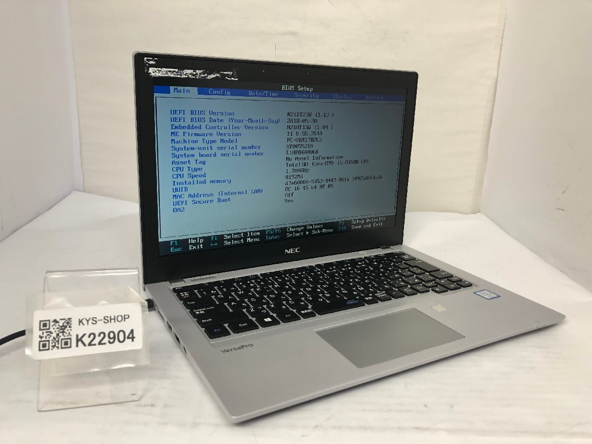 ジャンク/ NEC PC-VKM17BZC3 Intel Core i5-8350U メモリ8.19GB ストレージ無し 【K22904】拍卖