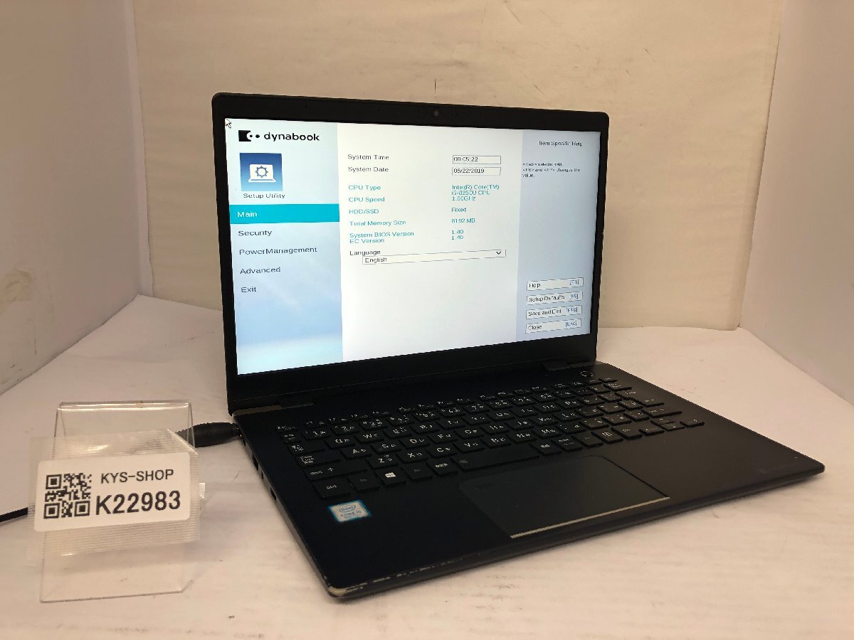 ジャンク/ TOSHIBA dynabook G83/DN PG8DNTCCJLBB31 Intel Core i5-8250U メモリ8.19GB ストレージ無し 【K22983】拍卖