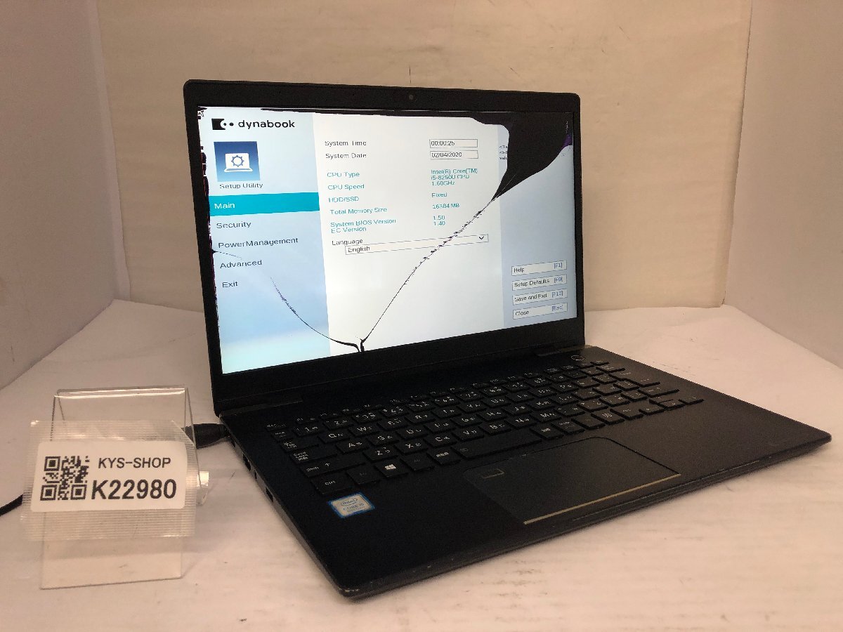 ジャンク/ TOSHIBA dynabook G83/DP A6G3DPF3J522 Intel Core i5-8250U メモリ16.38GB ストレージ無し 【K22980】拍卖