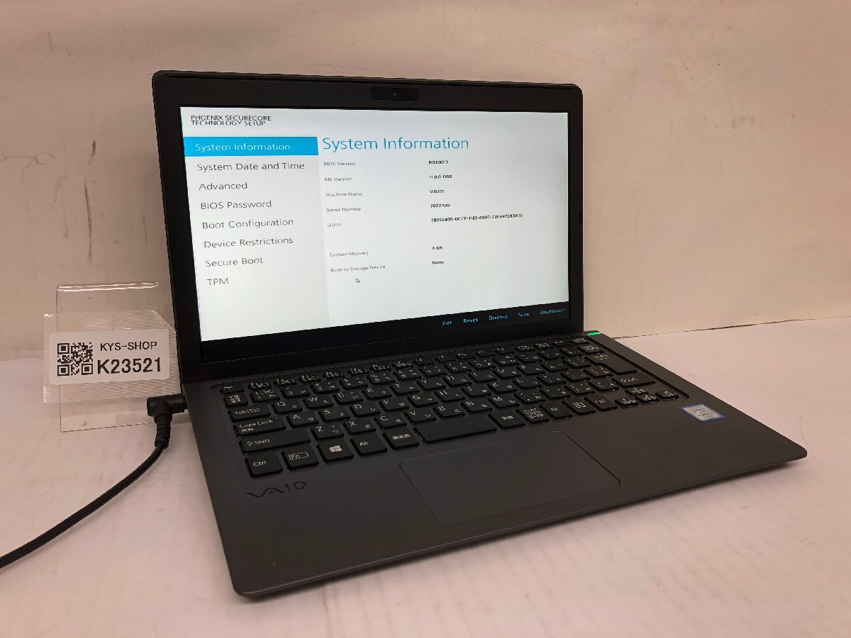 ジャンク/ VAIO VJS111 Intel Core i3-6100U メモリ4.1GB ストレージ無し 【K23521】拍卖