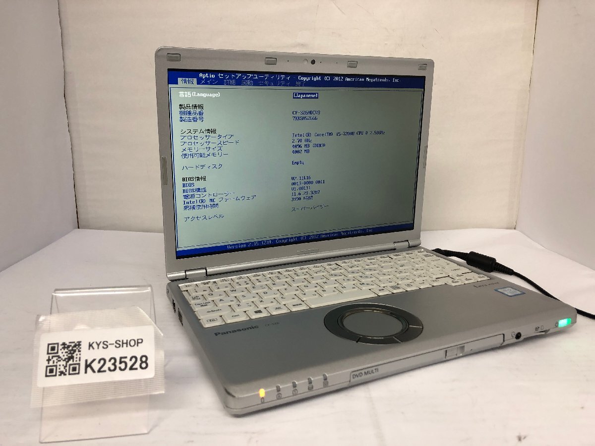 ジャンク/ Panasonic CF-SZ6HDCVS Intel Core i5-7200U メモリ4.1GB ストレージ無し 【K23528】拍卖