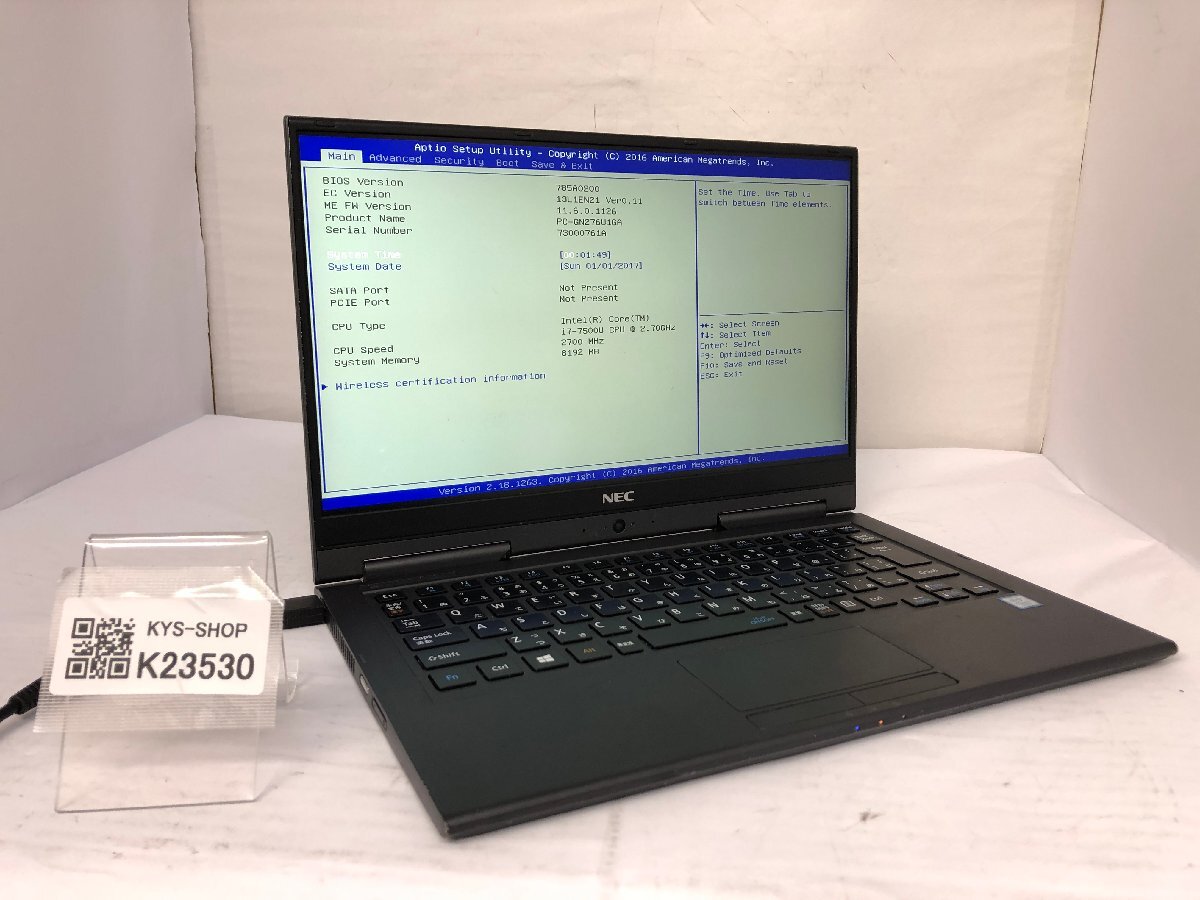 ジャンク/ NEC PC-GN276U1GA Intel Core i7-7500U メモリ8.19GB ストレージ無し 【K23530】拍卖