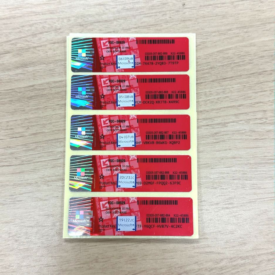 Windows10 Pro プロダクトキー ライセンスキー コアシール・5枚セット・正規版・未使用品・認証保証・匿名発送拍卖