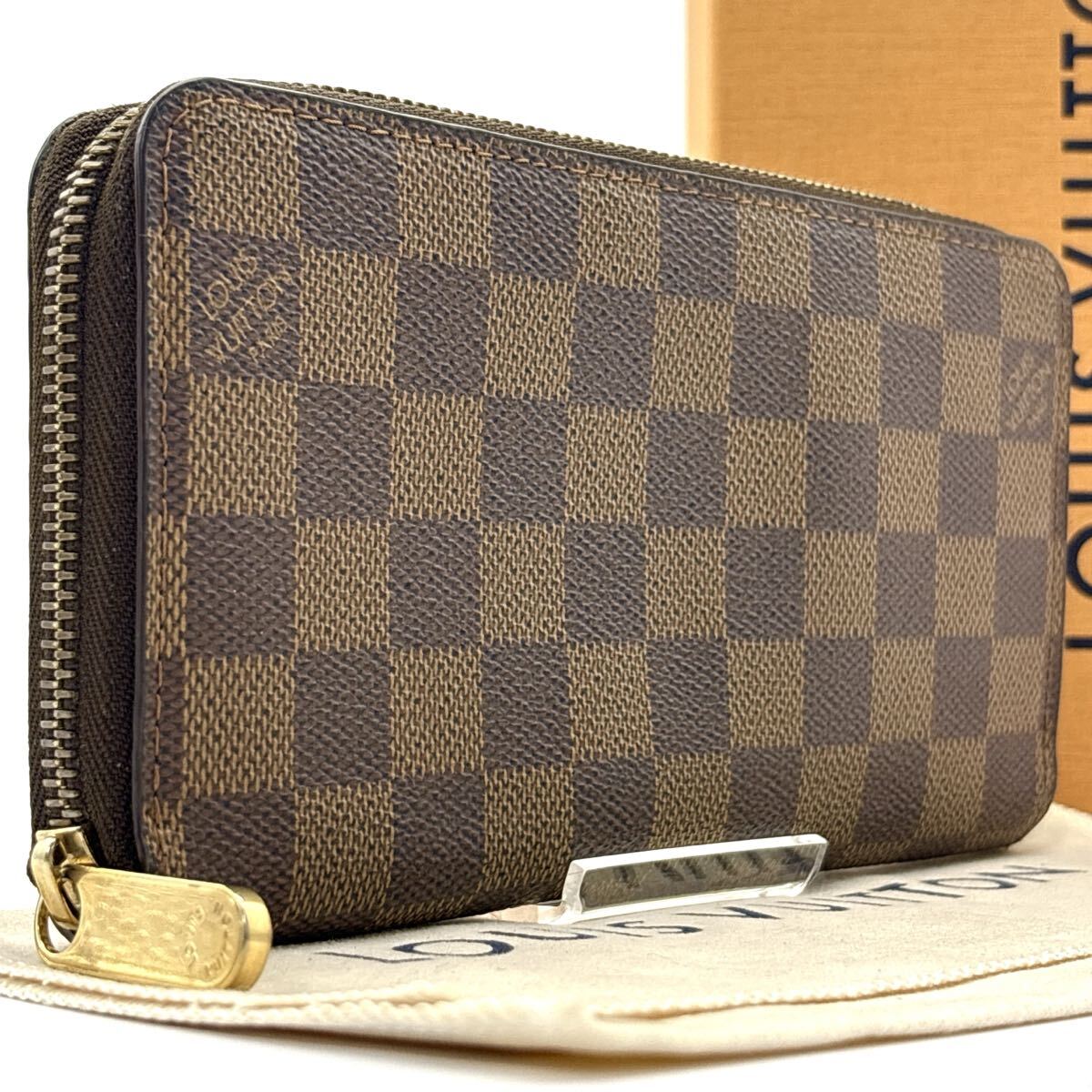 極美品◆LOUIS VUITTON ルイヴィトン ジッピーウォレット ダミエ エベヌ 長財布 ロングウォレット ブラウン レディース メンズ拍卖