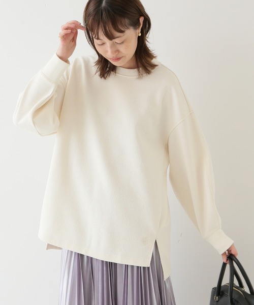 ∞ 2021aw SLOBE IENA イエナ スローブ ダブルフェイス ジョーゼット クルーネック プルオーバー ナチュラルホワイト 白系 ニット ∞拍卖