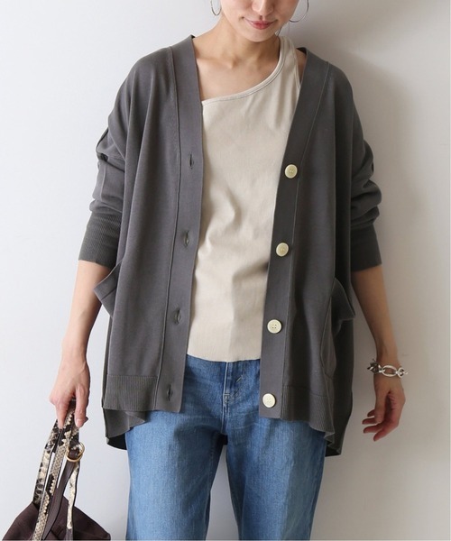 ∞ FRAMeWORK フレームワーク BIG カーディガン コットン ワイド 羽織り チャコールグレー ニット ∞拍卖