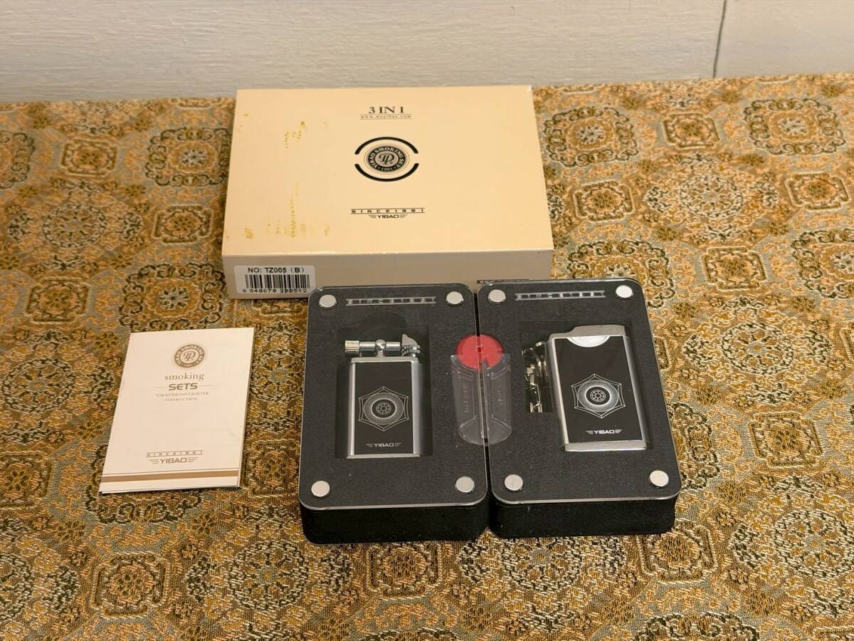 未使用品 YIBAD スモーキングセット 3IN1 専用ケース ガスライター アンティーク系 喫煙具 売り切り!拍卖