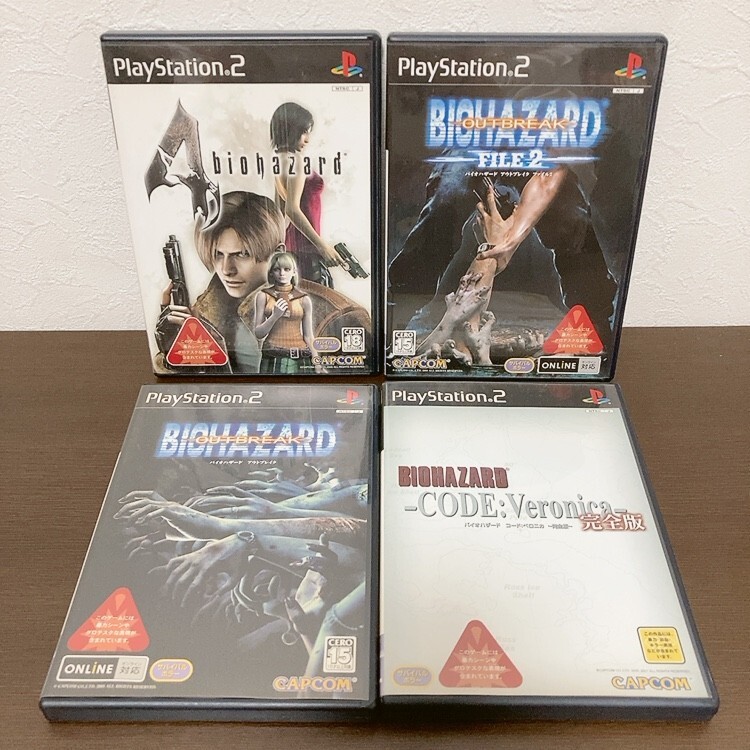 【中古】〈PS2ソフト〉4本セット バイオハザード4&アウトブレイク&ファイル2&コード:ベロニカ完全版 プレステ2★A2510-0184拍卖
