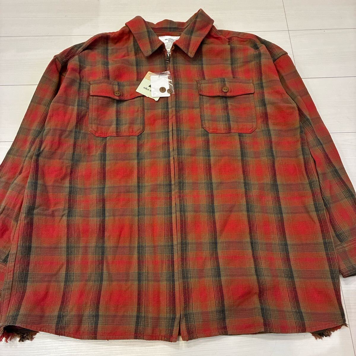 新品未使用 Niko and… 古着風 チェックジップシャツ オンブレチェック ネルシャツ 長袖シャツ チェック柄 古着 アメカジ拍卖
