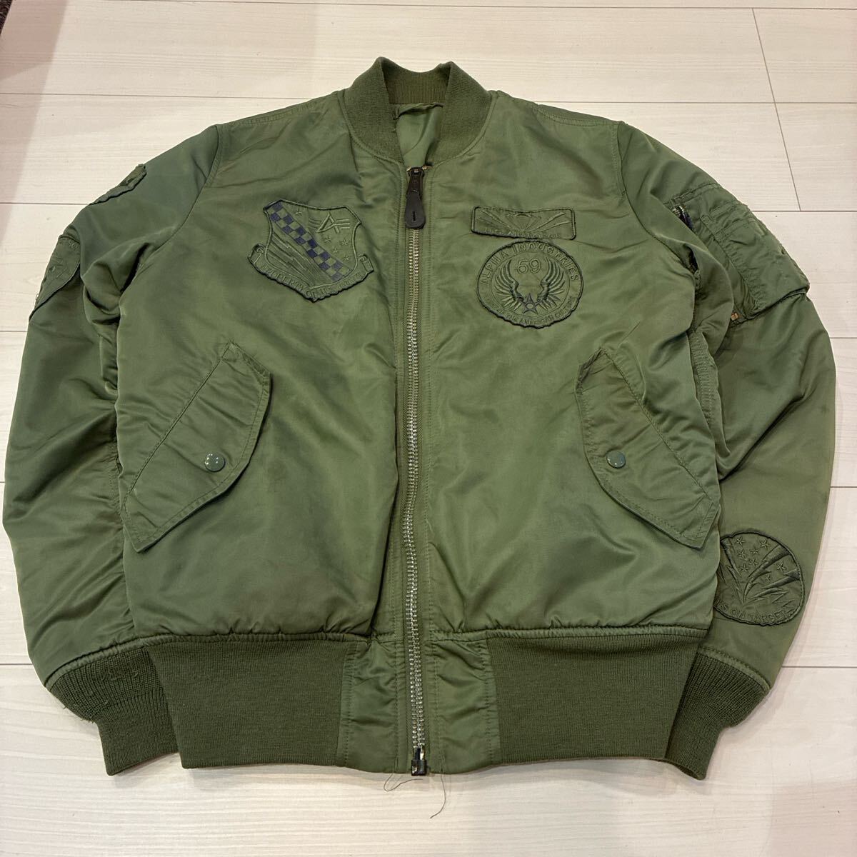 Alpha ma-1 ミリタリージャケット ワッペン カーキ ヴィンテージ フライトジャケット MA-1 ALPHA INDUSTRIES アルファインダストリーズ拍卖