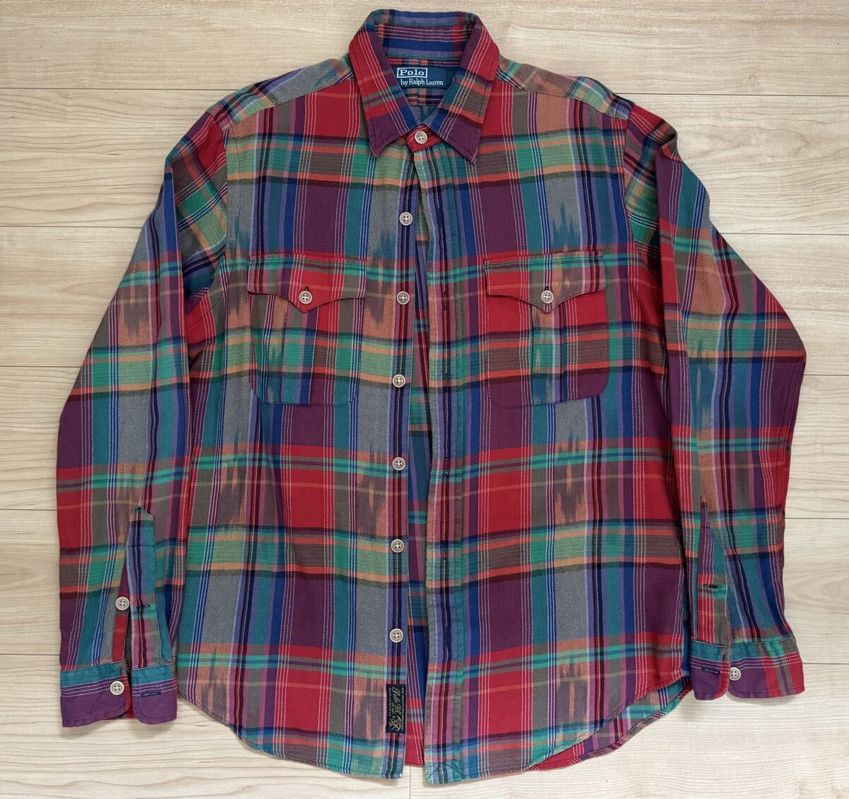 ポロバイラルフローレン 長袖ネルシャツ ネイティブ柄 M POLO RALPH LAUREN チェック 長袖シャツ拍卖