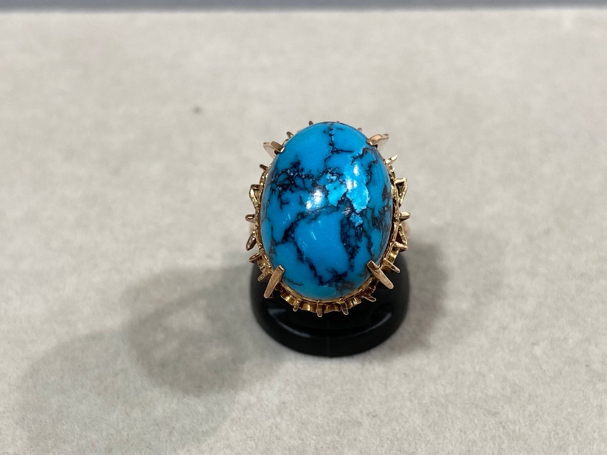 【リング】 K9 9金イエローゴールド トルコ石様石約12ct 約12号 約6.0g ジュエリーマキ刻印あり 指輪 アクセサリー SY02-F83◎♪拍卖