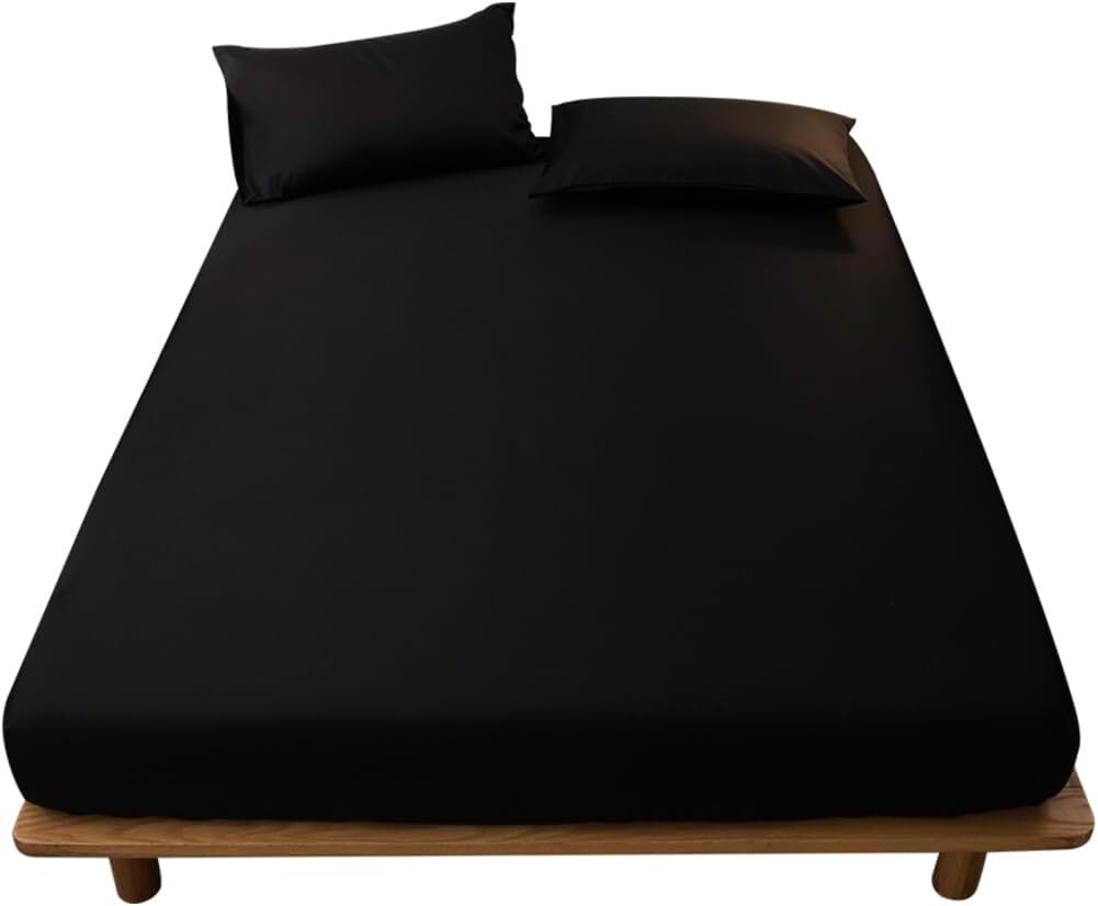 ボックスシーツ 吸水速乾 シーツ ベッドカバー マットレスカバー 抗菌・防臭 (セミダブル・120×200cm ブラック)厚さ5 拍卖