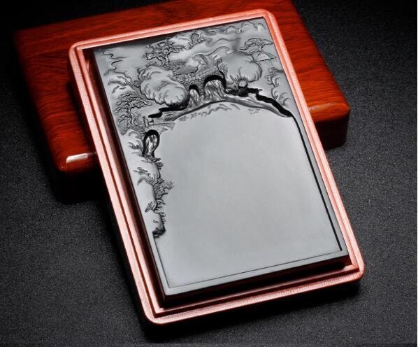 硯中国無形文化遺産 歙硯 佳品原石黒竜尾 老坑 端硯 天然原石 收藏 書道 絵画 硯拍卖