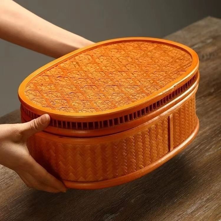 手作り 竹工芸 提籃籠 收納盒 茶道具籠 茶具 竹細工 收納 多機能茶具 工芸品拍卖