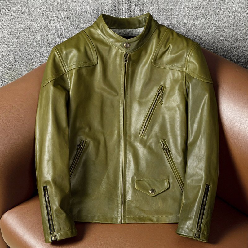 レザージャケット 機関車ライダースジャケット 本革 牛革 カウハイド ハーレー レザーコート バイクレザー 革ジャン拍卖