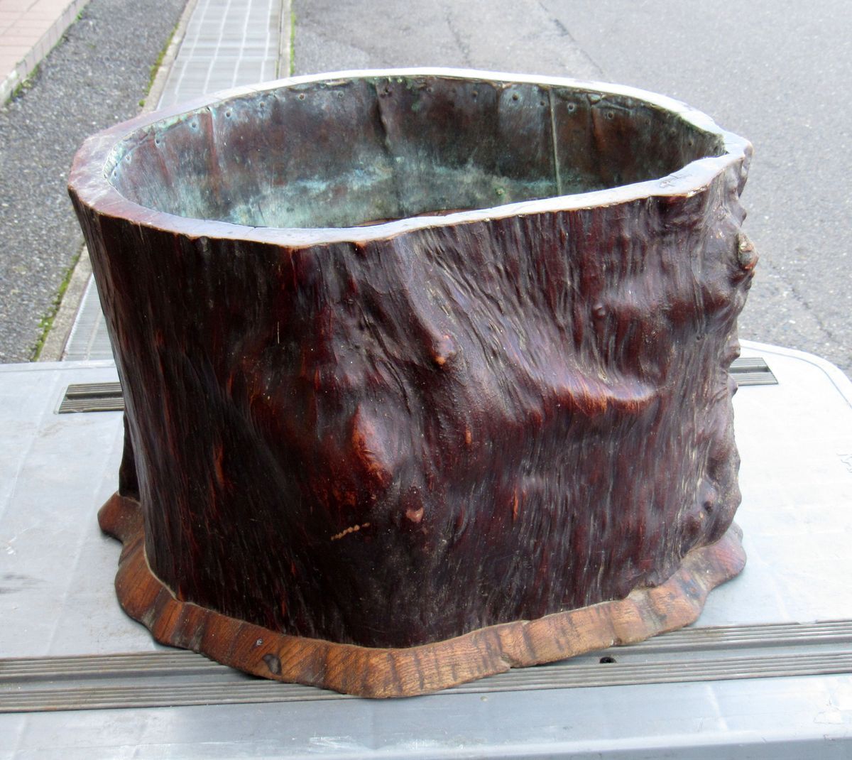 ■ BEj 火ばち 火鉢 切り株 昭和レトロ 和モダン 中古A拍卖