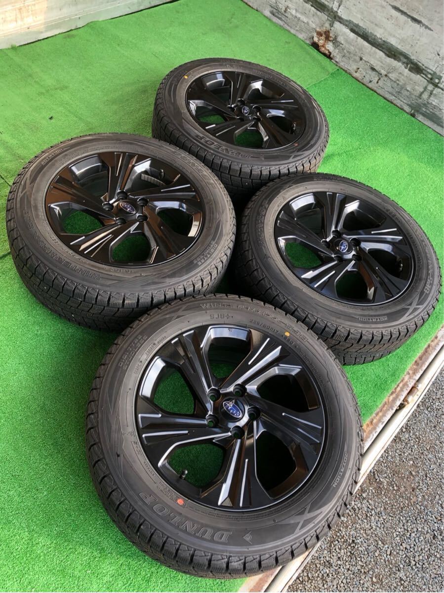 ★超美品/9.8分山/低走行★クロストレック 225/60R17 23年製 ダンロップ ウインターマックスSJ8 スバル純正アルミ4本セット 1489-UW-20000拍卖