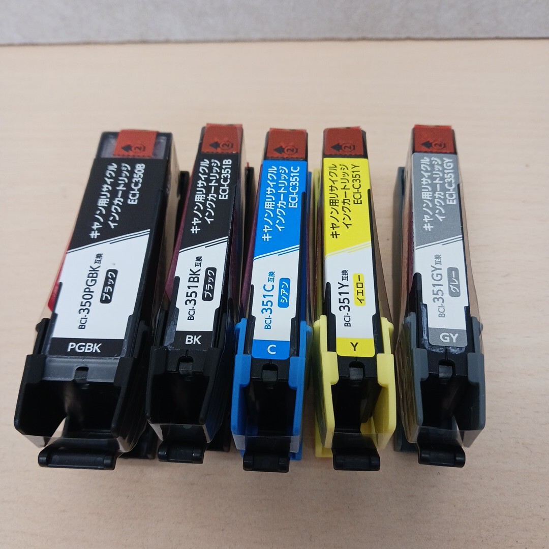 y102914k ecorica 【互換品】 エコリカ Canon キャノン BCI-351(BK/C/Y/GY)+350(BK) 5本セット インクカートリッジ拍卖