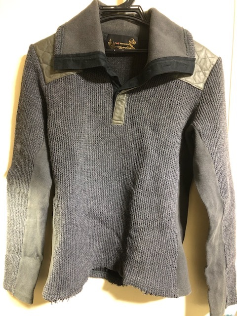 未使用 希少 KYOJI MARUYAMA  キョウジマルヤマ■ チェーンニット×ジャーシーキルト ニット セーター ウール レザー拍卖