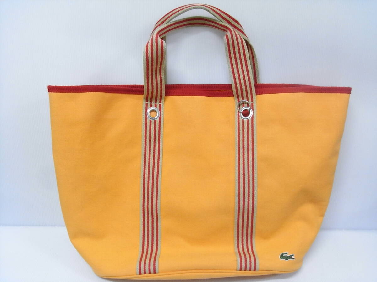 2158 LACOSTE ラコステ トートバッグ 大容量 バッグ オレンジ ポーチ付き拍卖