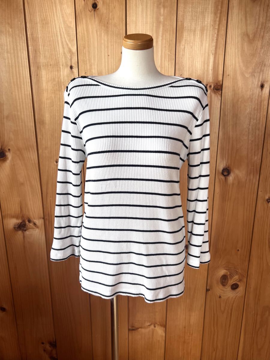 アーペーセー/A.P.C./トップス/カットソー/ニット/カットソー/8-9分袖/S/ネイビー×ホワイト/ストレッチ/日本製/良品美品拍卖