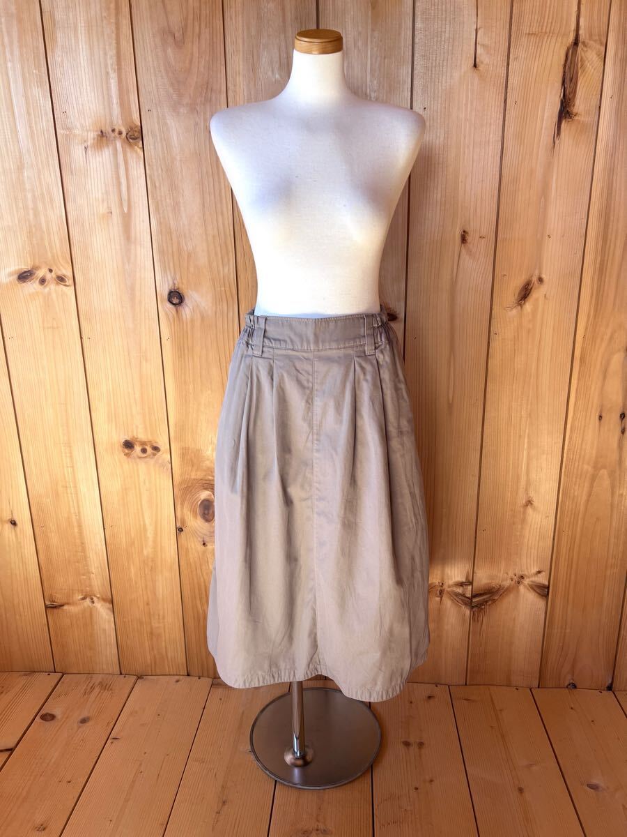 MARGARET HOWELL/マーガレットハウエル/スカート/ロングスカート/ミモレ丈/ひざ下丈/0/S/ゴムウエスト/コットン/グレーベージュ/良品美品拍卖