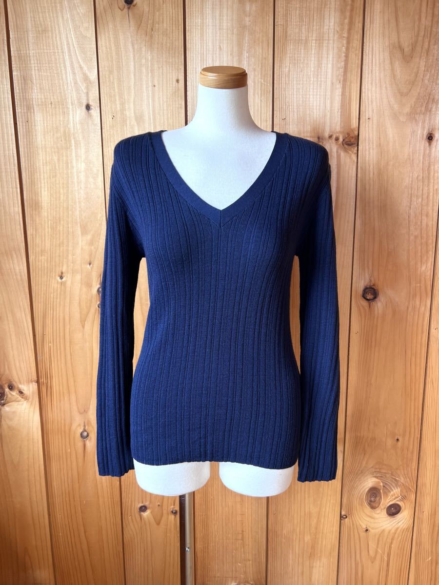 マカフィー/MACPHEE/トゥモローランド/トップス/リブニット/ニット/セーター/S/ウール/ネイビー/良品美品拍卖