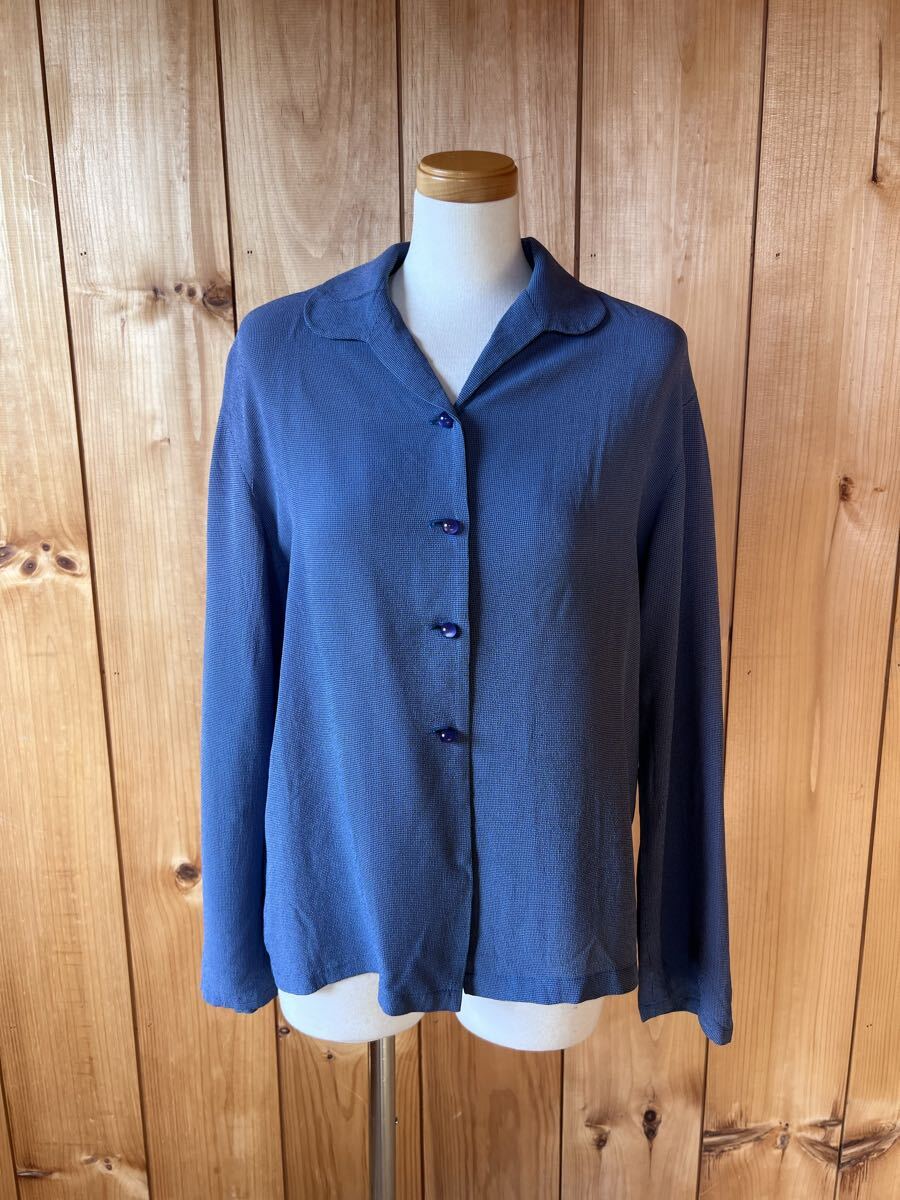 ホコモモラ/Jocomomola/シビラ/トップス/シャツ/ブラウス/ブルー/長袖/40/M/アセテート×レーヨン/良品拍卖