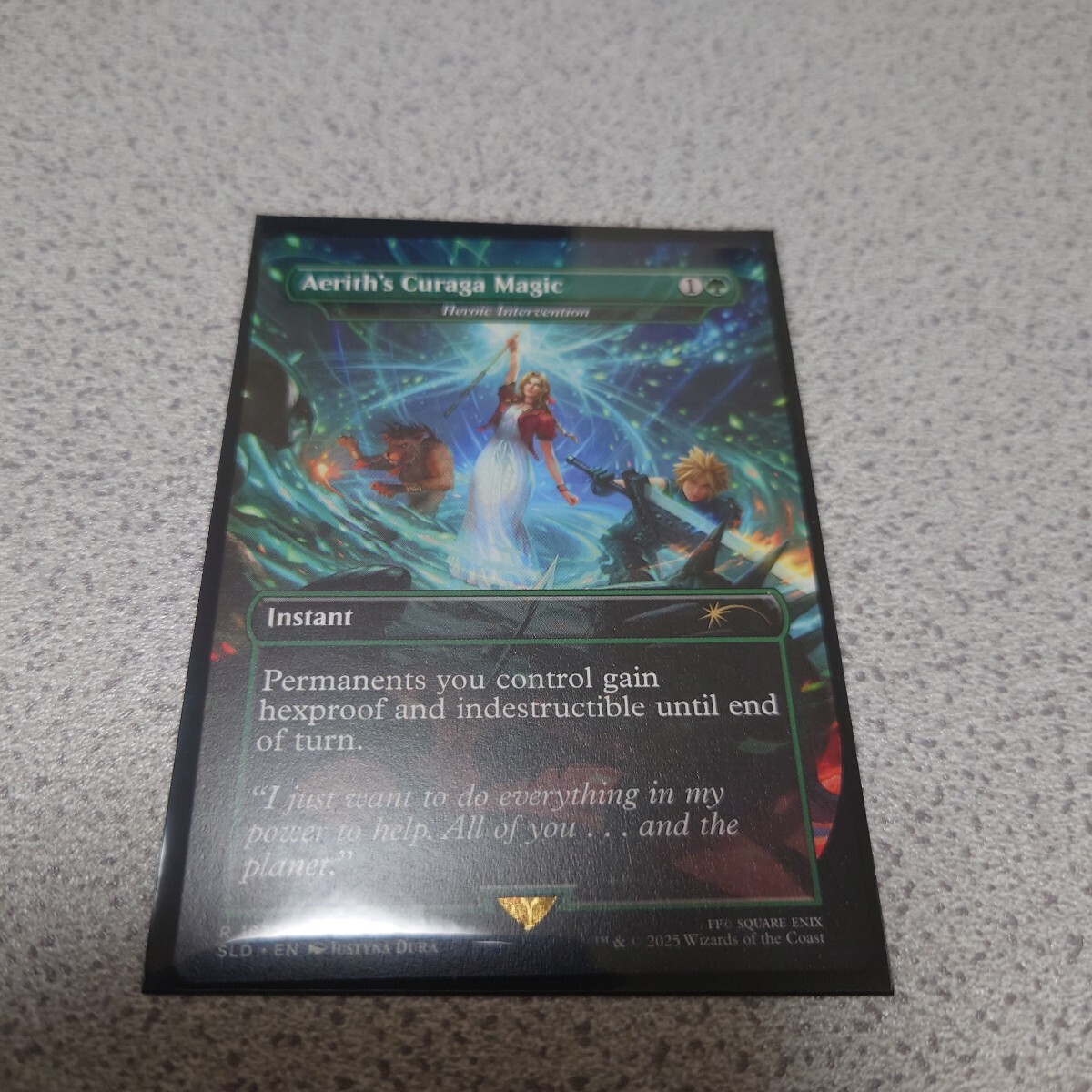 MTG SLD エアリスの魔法「ケアルガ」 英語 一枚 ボーダーレス ファイナルファンタジー Final Fantasy Secret lair 英雄的介入 即決拍卖