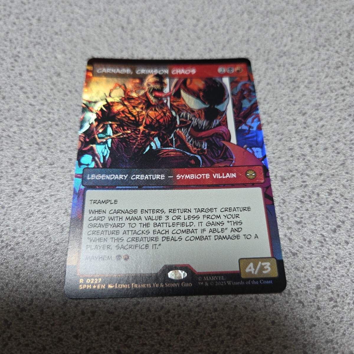MTG SPM 真紅の混沌、カーネイジ 英語foil 一枚 日本製 ショーケース スパイダーマン Spider Man 即決拍卖
