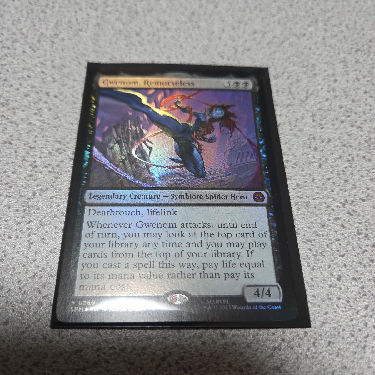 MTG SPM 情け容赦無き者、グウェノム 英語foil 一枚 プロモ スパイダーマン 即決拍卖