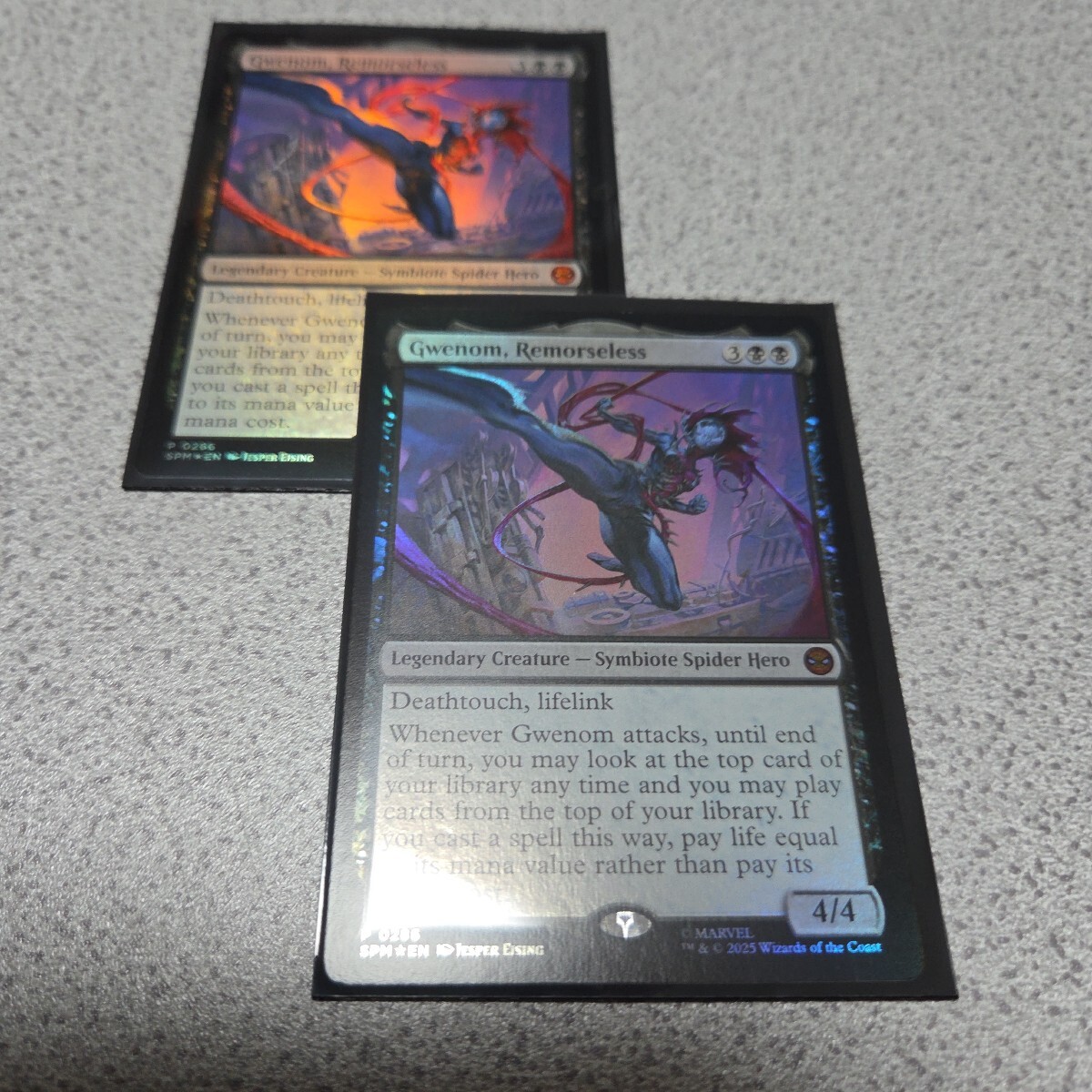 MTG SPM 情け容赦無き者、グウェノム 英語foil 二枚セット プロモ スパイダーマン 即決拍卖