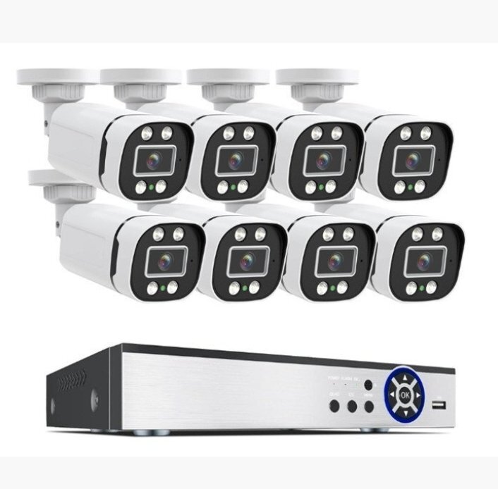 2025最新モデル*防犯カメラセット8台カメラ 500万画素 屋外IP66防水 遠隔監視&動体検知 暗視撮影 AHDセット ハードディスク付き拍卖