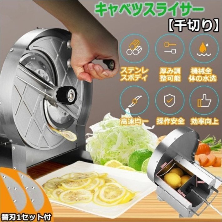 キャベツスライサー 千切り 薄切り (本体ステンレス 替刃2枚付) 業務用 手動 野菜カッター パン お肉 野菜 千切り 家庭用 業務用拍卖